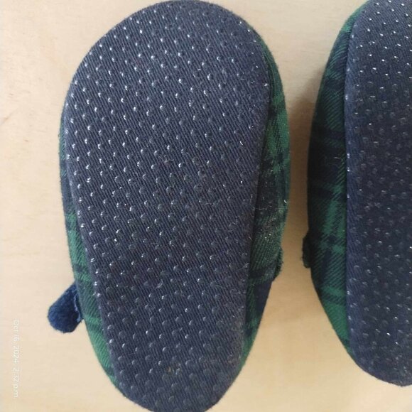18-24month Tartan cotton Shoes with bow blue and green plaid maryjanes - Picture 3 of 6
